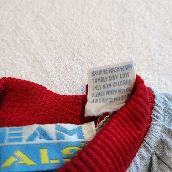 Vtg Team Pals 12 Months Boys Blue Baseball Chambray Red Romper Outfit 90s Y2K - Picture 4 of 7
